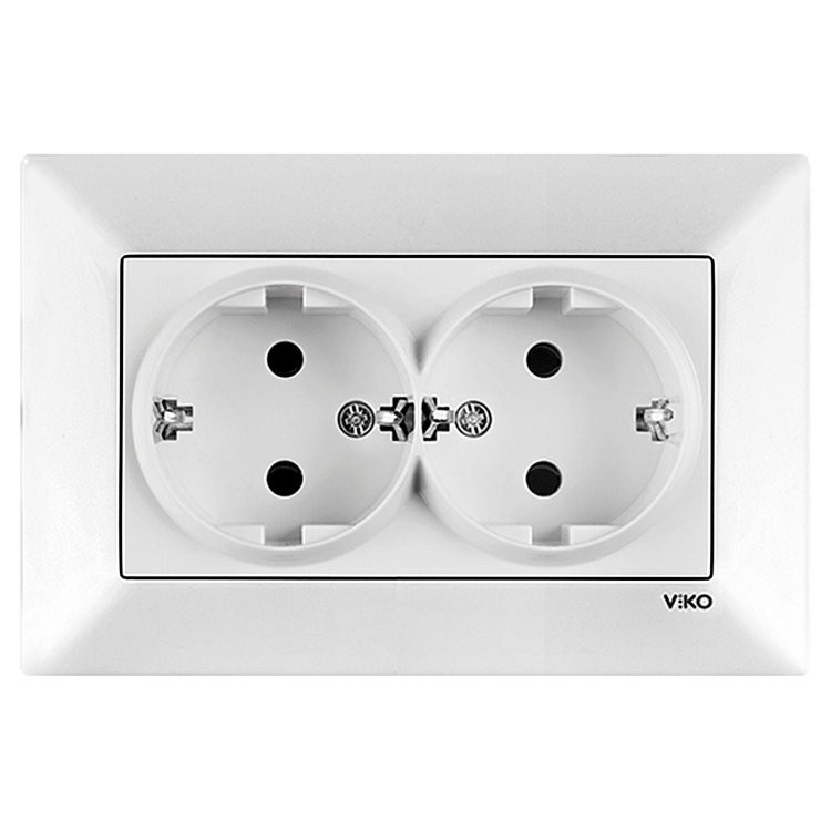 90970056  Розетка 2-я с заз, бел. Meridian/ Viko Каrre