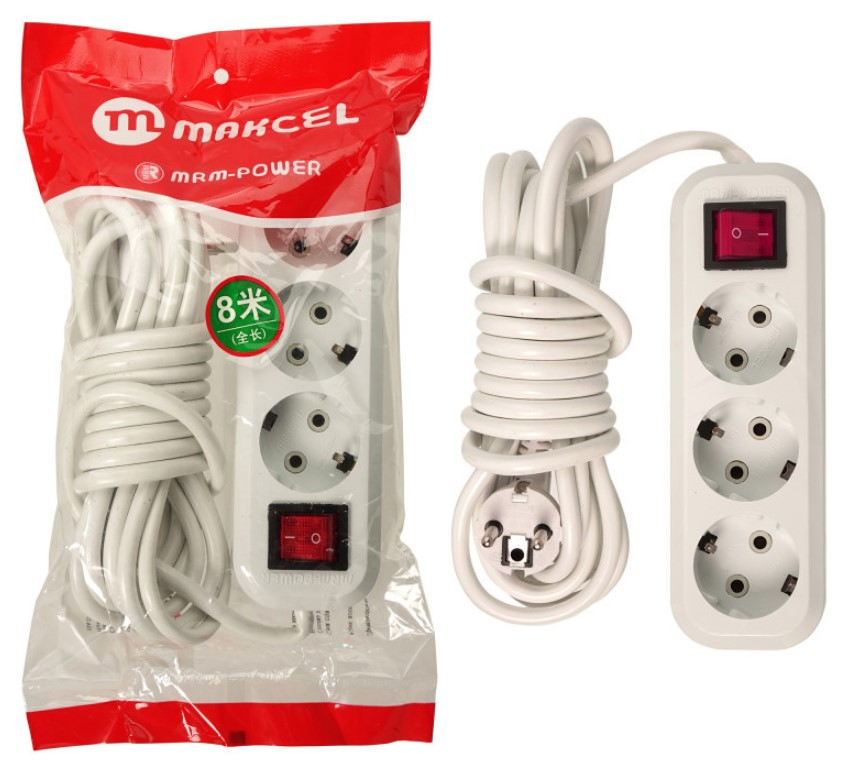 Сетевой удлинитель MRM-POWER M-313 8м 10A (с переключателем) Турция