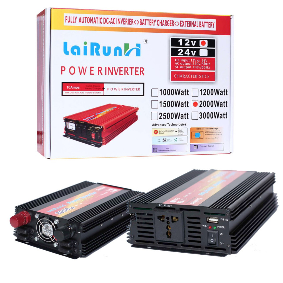 Автомобильный инвертор преобразователь 12V>>220V 2000W