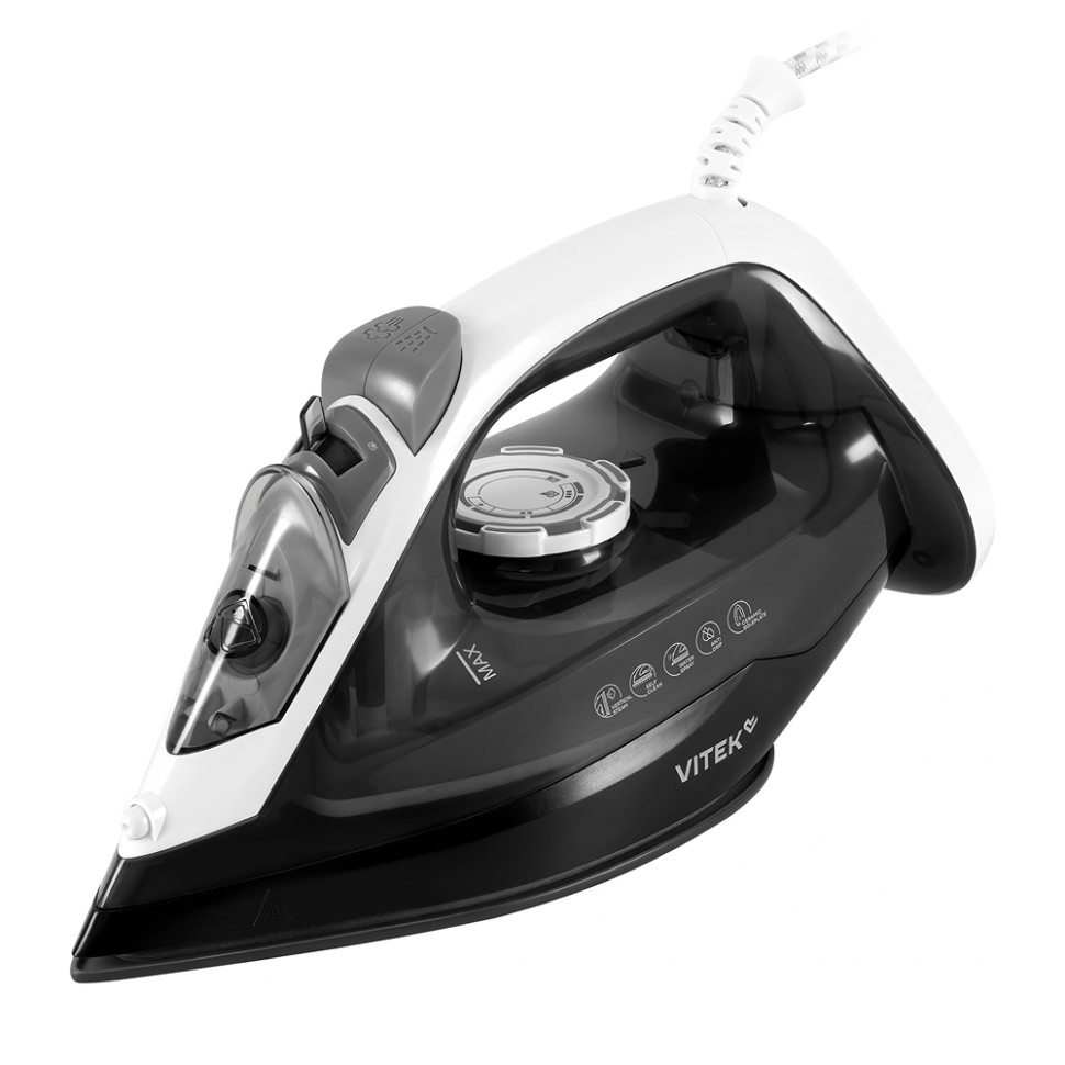 Утюг Vitek VT-IRN1210 черный/белый, 2000Вт, 25г/мин, 180г/мин, 360мл