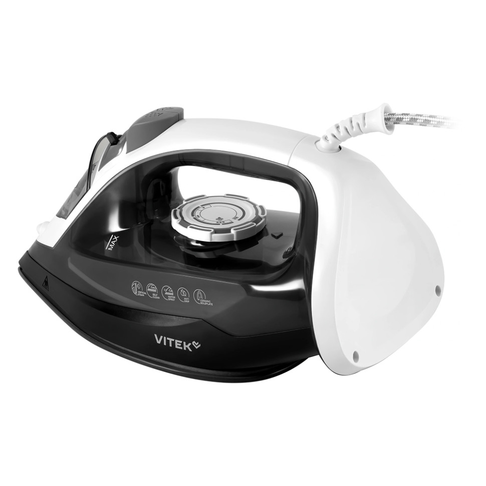 Утюг Vitek VT-IRN1210 черный/белый, 2000Вт, 25г/мин, 180г/мин, 360мл