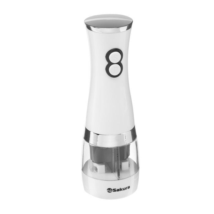 Мельница д/соли и перца SAKURA SA-6642W, регулировка степени помола, работает от 6хАА 1,5в