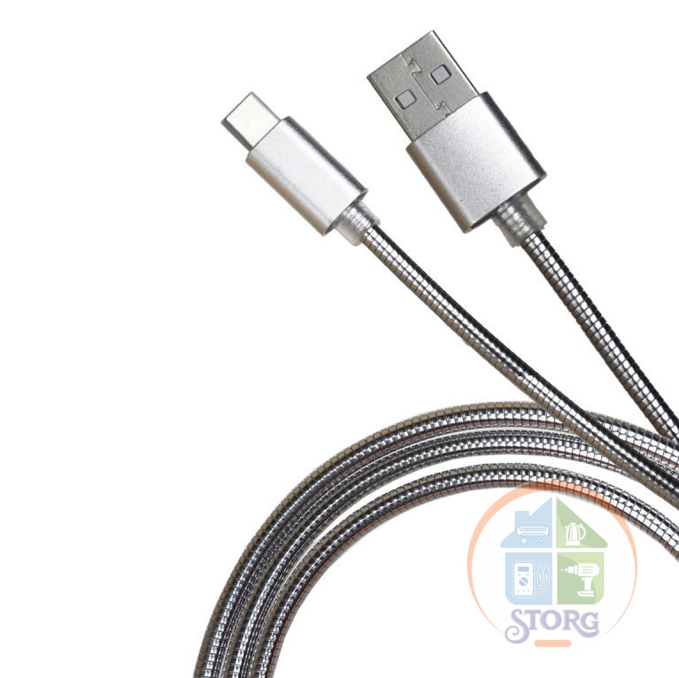 Кабель S-TORG USB M2 Металлический Micro 1000mm Silver