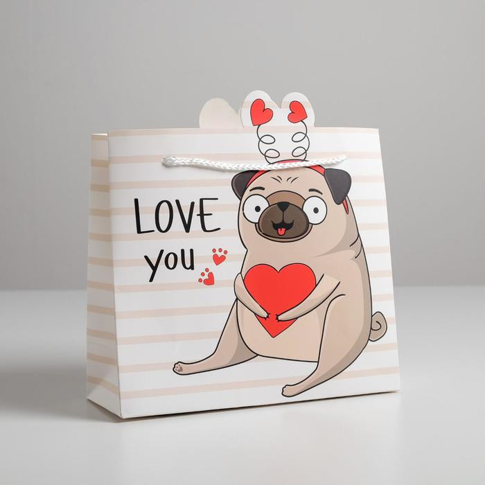 Пакет подарочный Love you, 25 ? 26 ? 10 см   5266625
