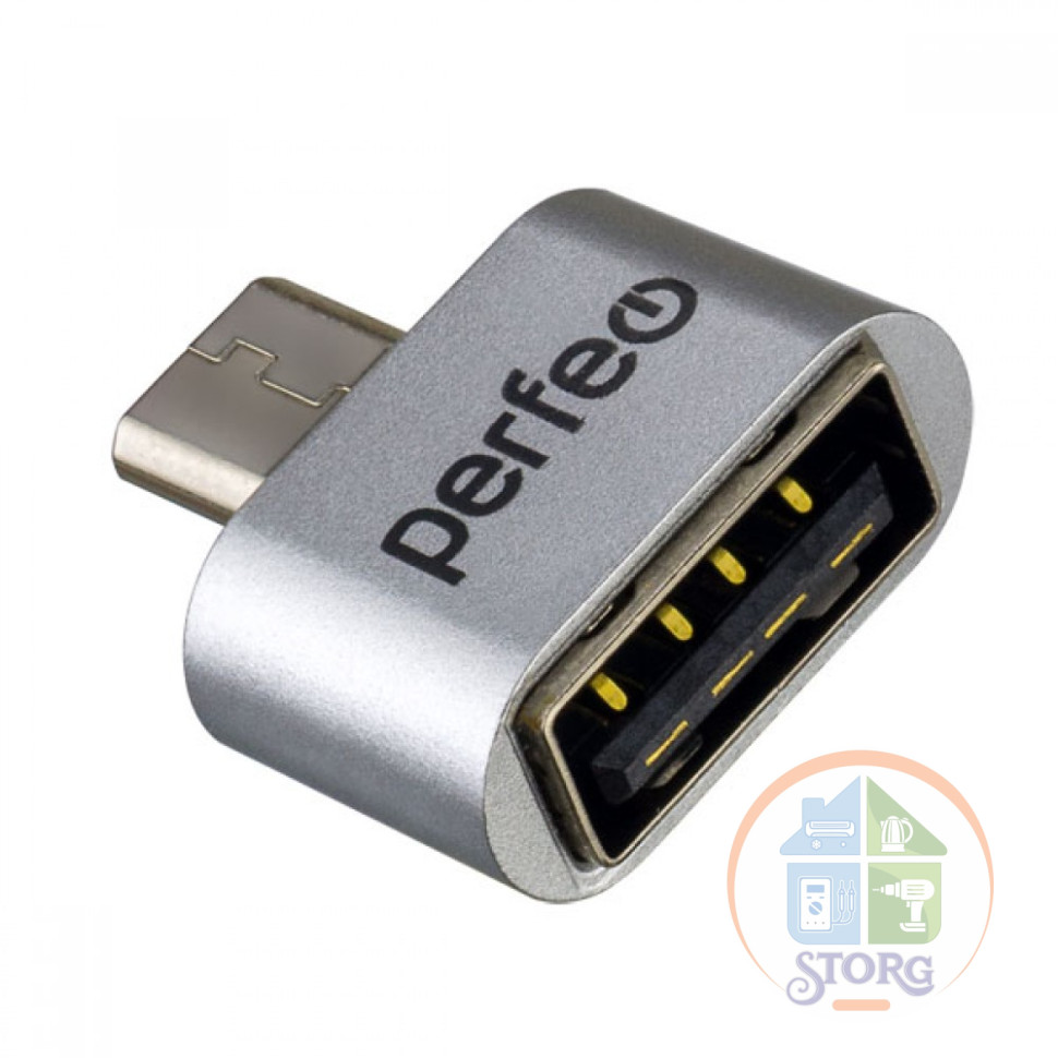 Perfeo adapter USB на micro USB c OTG (PF-VI-O011 Silver) серебряный