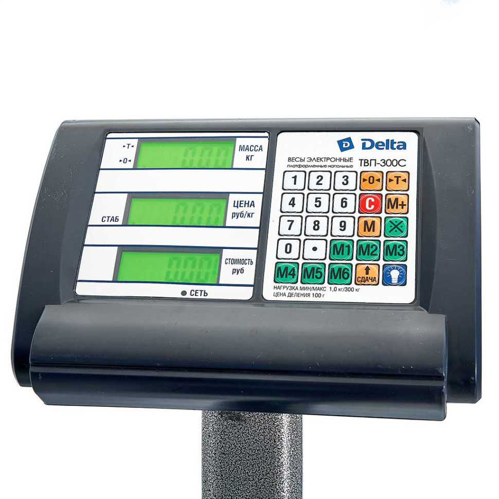 Весы торговые Delta ТВП-300С до 300кг/100г, со стойкой, 40*50 см