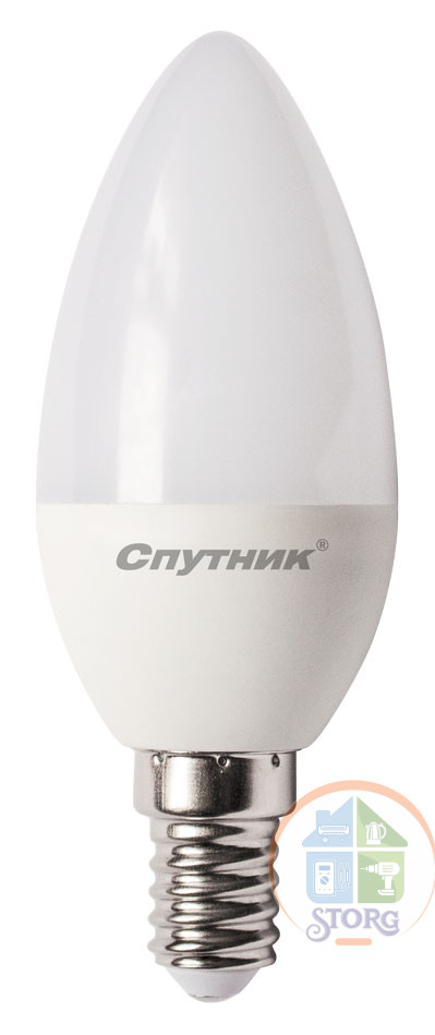Cветодиодная лампа Свеча LED C37 8W/4000K/E14, Спутник, естественный белый