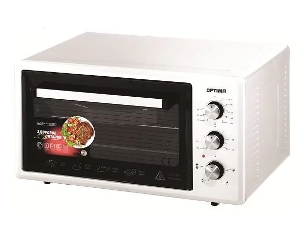 Духовой шкаф OPTIMA OFC-75W (Белый; Объем 75л; Мощность 1650Вт; Конвекция; Таймер; Лампа;2 противня)