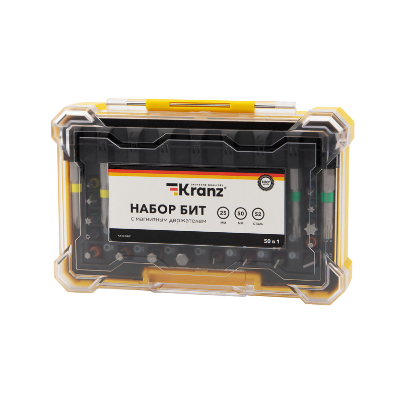 Набор бит с магнитным держателем KRANZ 25-50 мм, 49 шт. (50 шт./уп.)