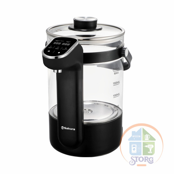 Термопот SAKURA SA-1373BK Premium (Черные; 2л, стекл, LCD сенсор, 13темп замок автоподача 50-300 мл)