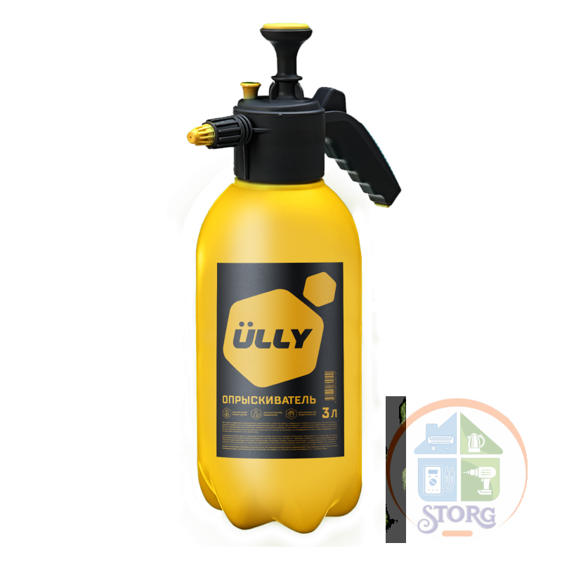 Опрыскиватель помповый ULLY 3л желтый (сделанно в России)