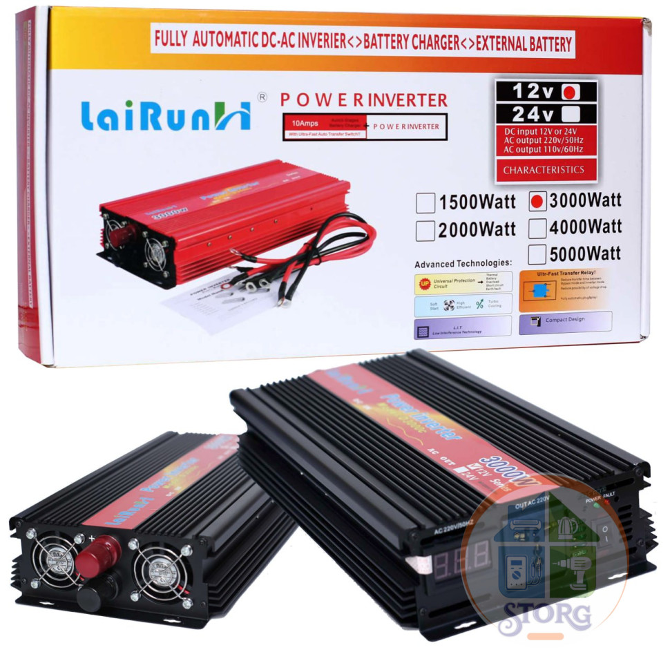 Автомобильный инвертор преобразователь 12V>>220V 3000W