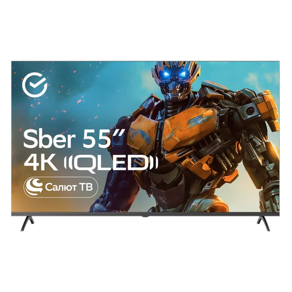 55" Телевизор Sber SDX-55UQ6000DGA темно-серый QLED UHD 60Hz Smart TV Салют ТВ 2GB/32GB
