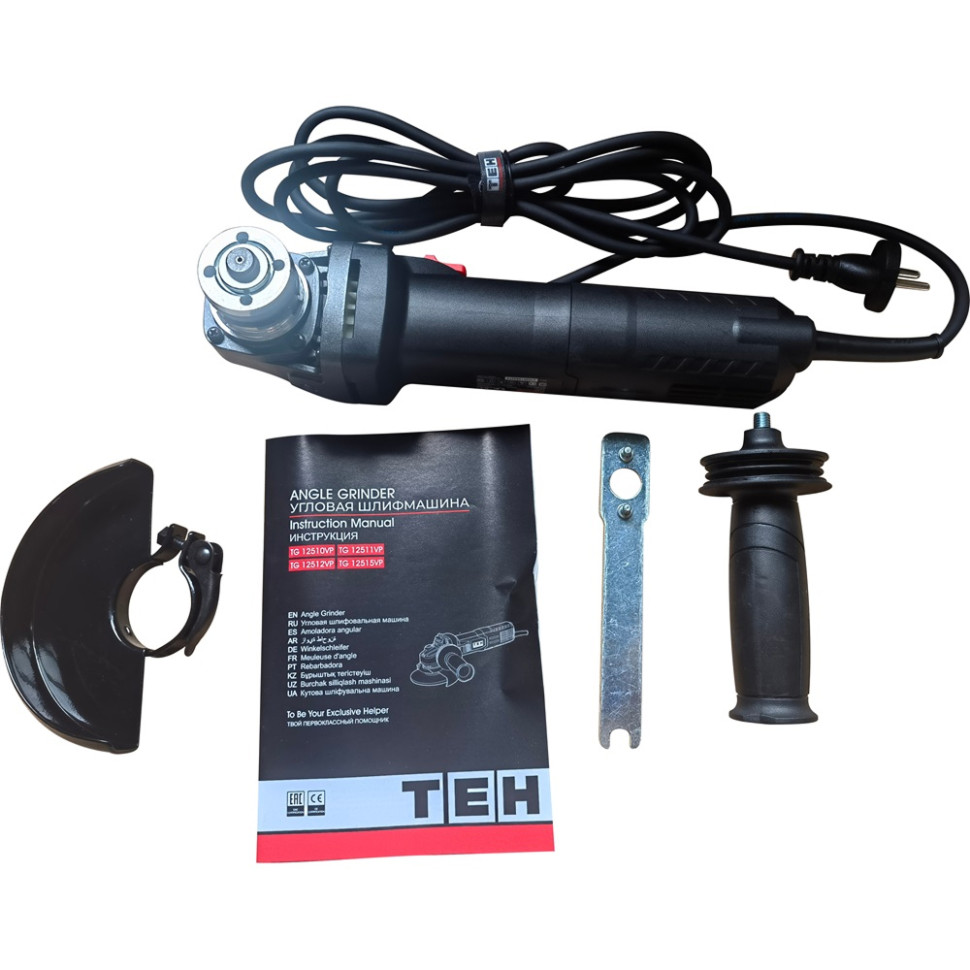 Машина угловая шлифовальная (конст.электр.) TEH TG12515VP, 125мм, 1500Вт, 11500об/мин, регул.обор.