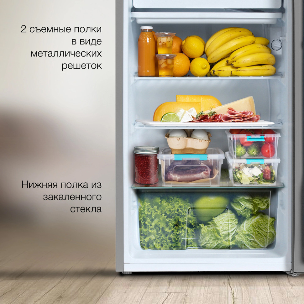 Холодильник Hyundai CO1003 Серебристый однокамерный 94л, 109 кВт·ч/год, капел.система, 85х47,2х45 см