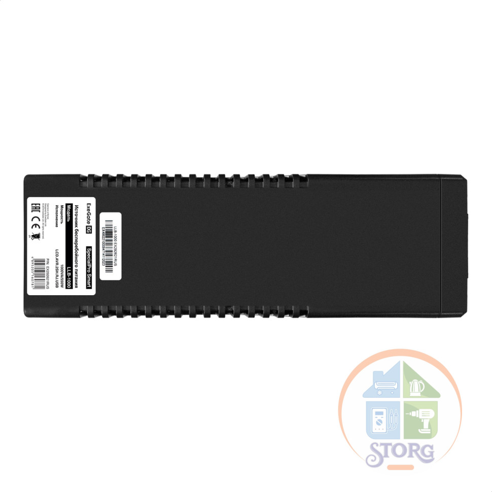 Источник бесперебойного питания ExeGate SpecialPro Smart LLB-1000.LCD.AVR.2SH.RJ.USB (1000VA/550W, 12 мес.гарантия)
