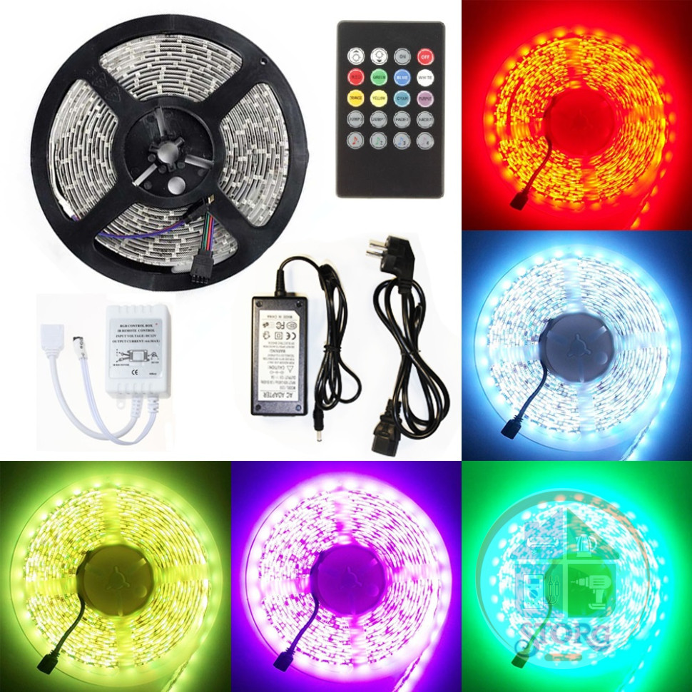 Светодиодная лента Блистер S-TORG 50*50 IP67 Cупер яркий RGB 5м (комплект блок питания, ПДУ,)