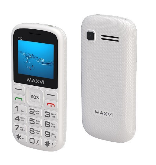 Мобильный телефон Maxvi B201 белый, 2G, 2 SIM‑карты, камера 0.3Мп Мобильный телефон Maxvi B201 белый, 2G, 2 SIM‑карты, камера 0.3Мп