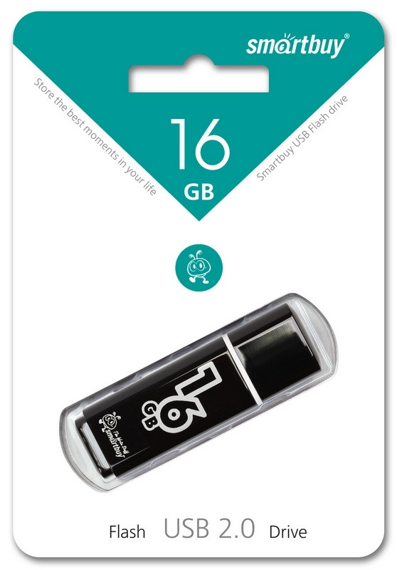 USB флэш-накопитель 16GB SmartBuy Glossy series черный USB2.0