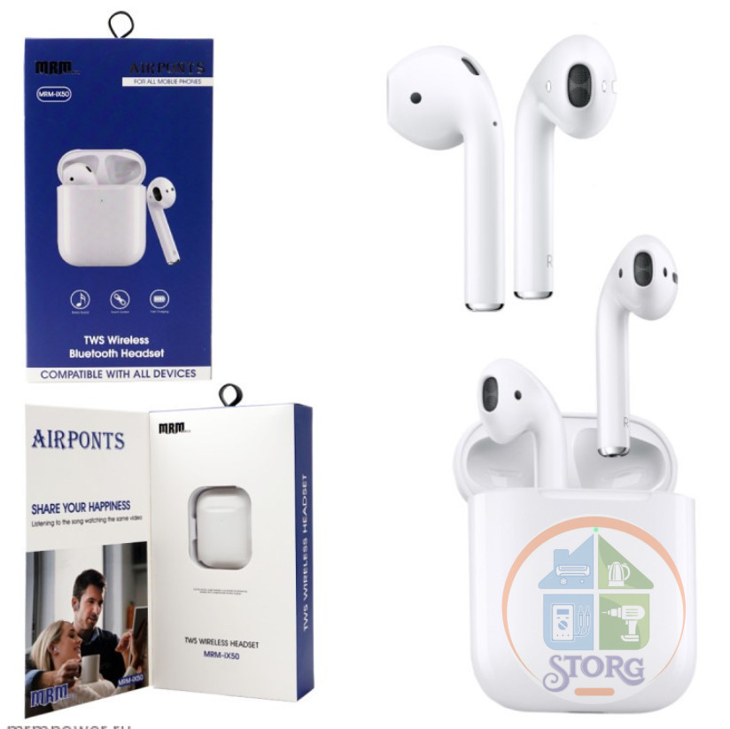 Наушники беспроводные A.Pods2 MRM IX50  с Анимацией+Wireless (White)