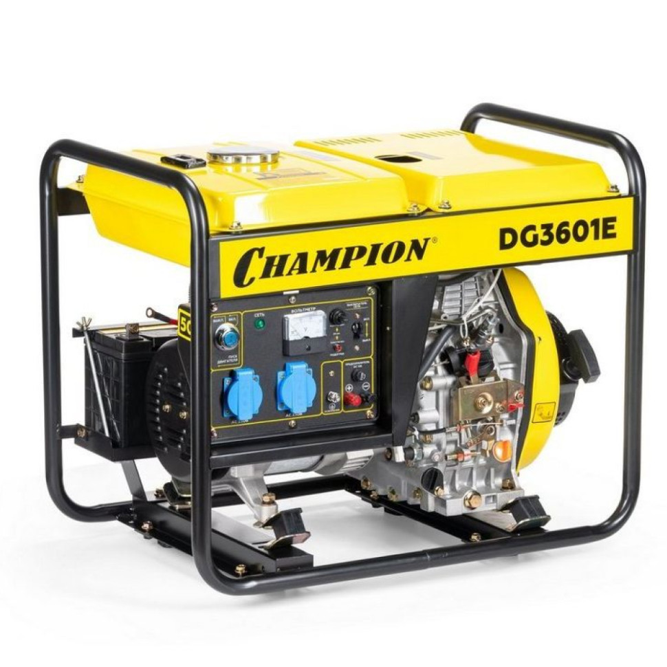 Генератор дизельный CHAMPION DG3601E (2,7/3кВт 5лс 12,5л 12V 80кг,эл.стартер) Генератор дизельный CHAMPION DG3601E (2,7/3кВт 5лс 12,5л 12V 80кг,эл.стартер)