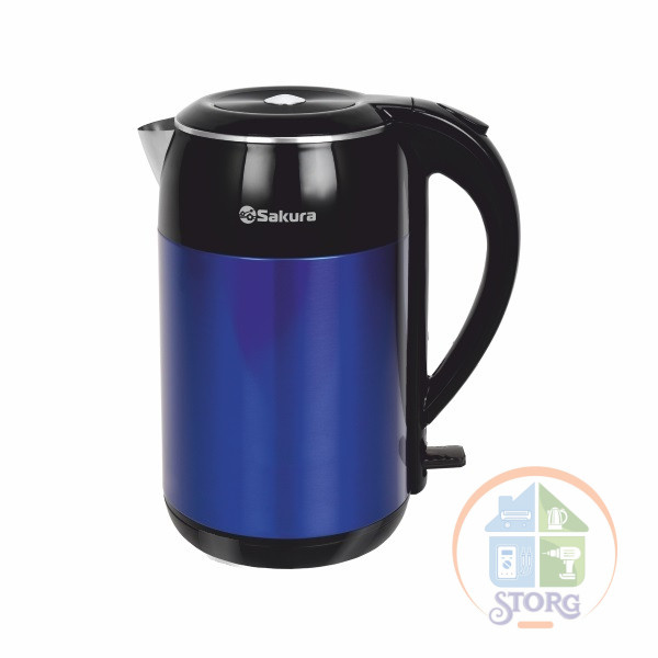Чайник электрический SAKURA SA-2154MBL Premium (Синий/Черный; 1800-2000Вт; Объем 1.8л; Нерж.сталь)