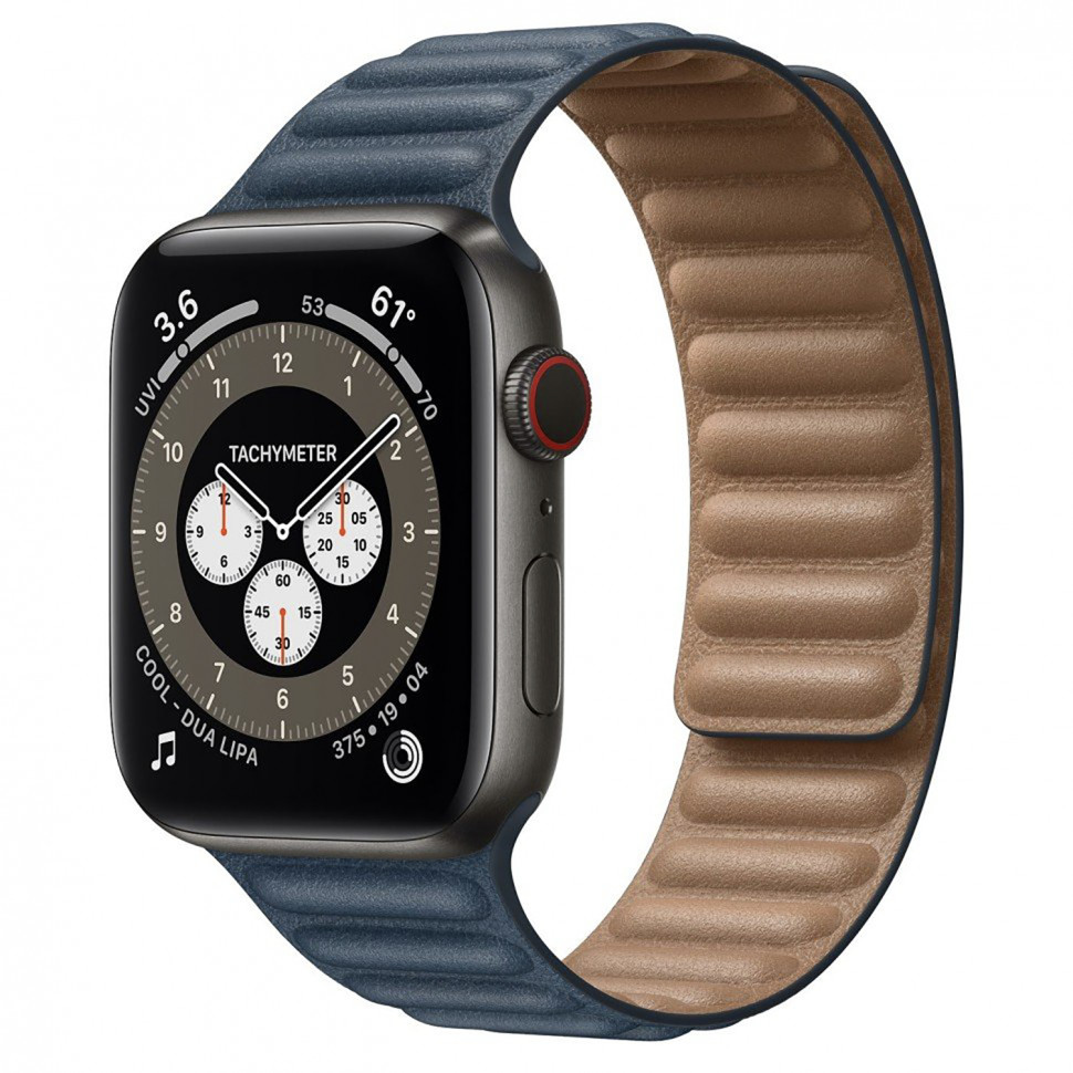 Ремешок APW31 на магнитной застёжке для Apple Watch 42/44/45мм/ Браслет из эко-кожи для Smart X8 Ultra, Smart GS8 Ultra /синий