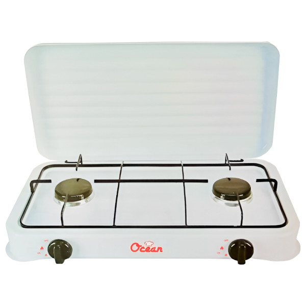 Плита газовая настольная OCEAN 2833 (Белый, 2-конф., 53х27х9см, эмалирован.сталь) кор/8шт A-3338