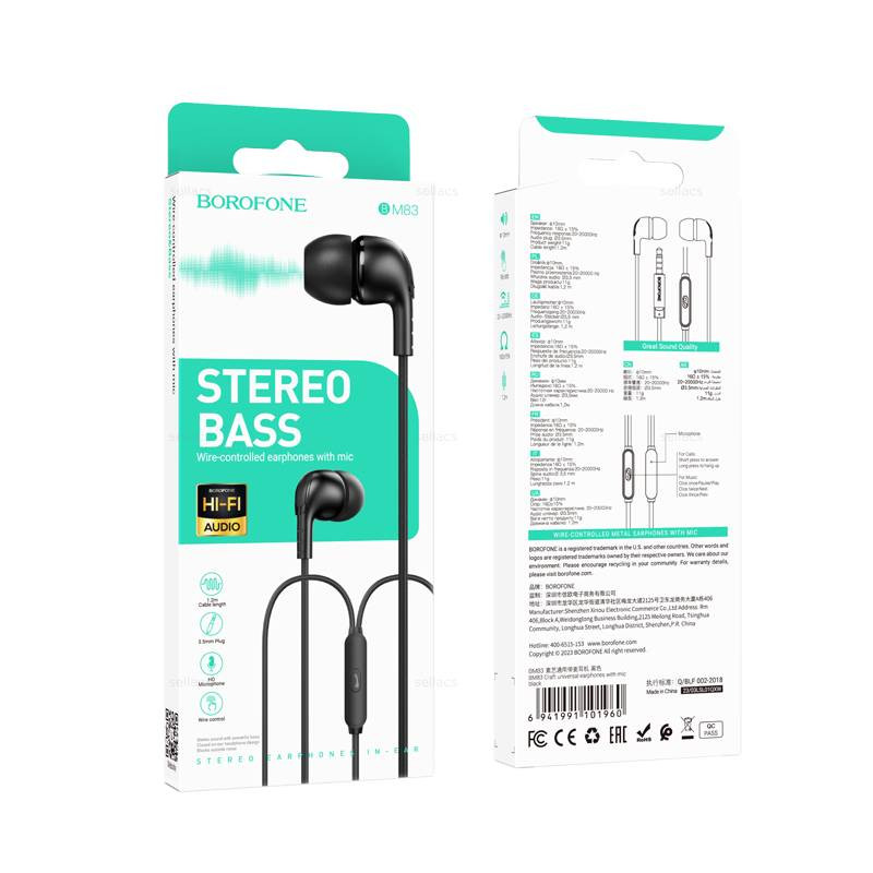 Наушники проводные BOROFONE BM83, black