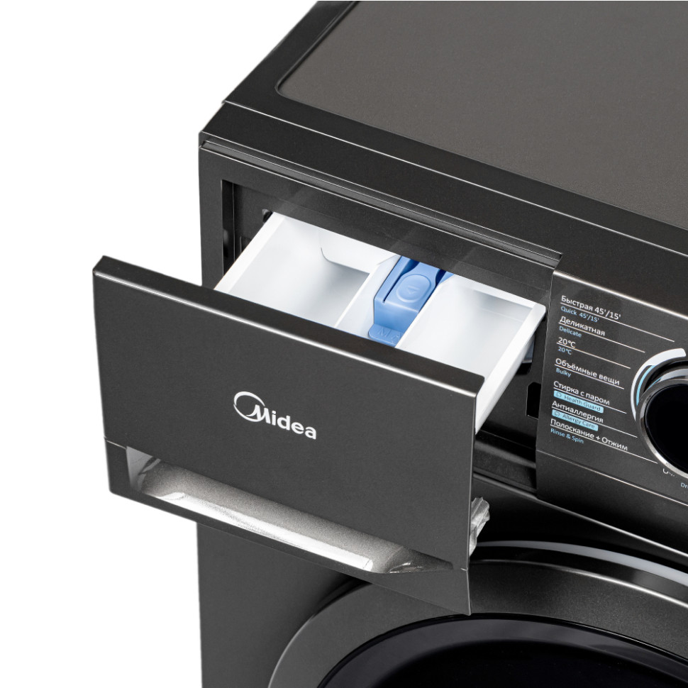 Стиральная машина Midea MF01712BS40/T, 7кг, 15прог., инверт.мотор, пар, 1200об/мин, 59,5х40х85см