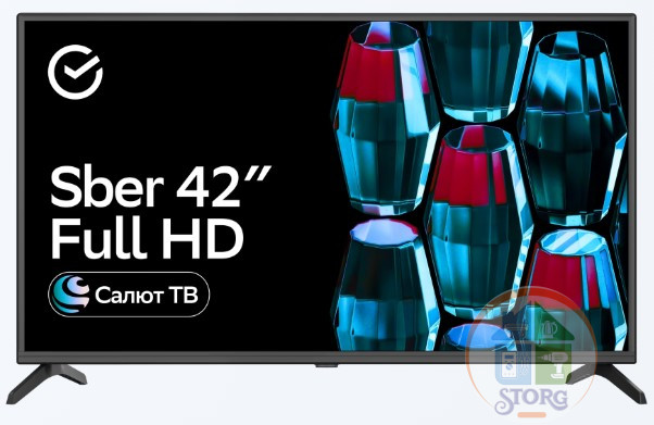 42" Телевизор Sber SDX 42F2018 черный 1920x1080, Full HD, 60 Гц, Wi-Fi, Smart TV, Салют ТВ