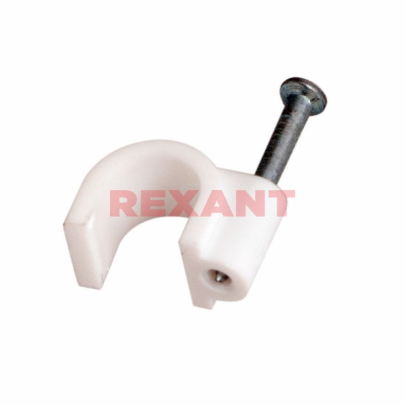 Крепеж кабеля круглый REXANT 8 мм, белый (упак. 50 шт), 07-4008