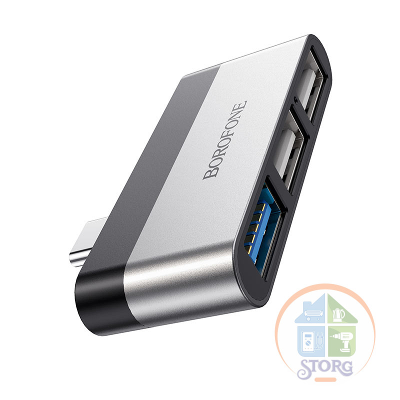 Адаптер OTG BOROFONE DH1 Type-C to USB adapter (silver black)