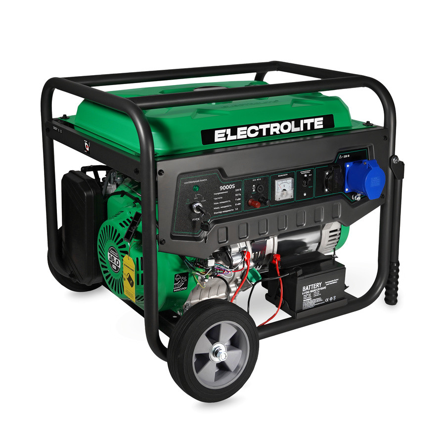 Генератор бензиновый ELECTROLITE 9000S, 7/8кВт, 16 л.с., медная обмотка, элек.стартер, 4-х такт.