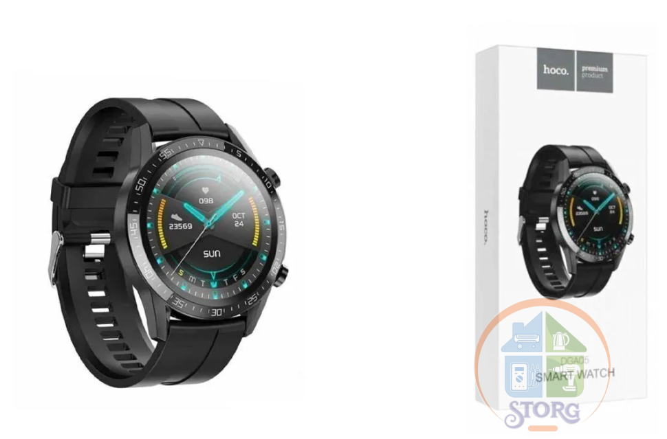 Умные часы HOCO DGA05, 46mm, черный Bluetooth, GPS, влагозащита IP68