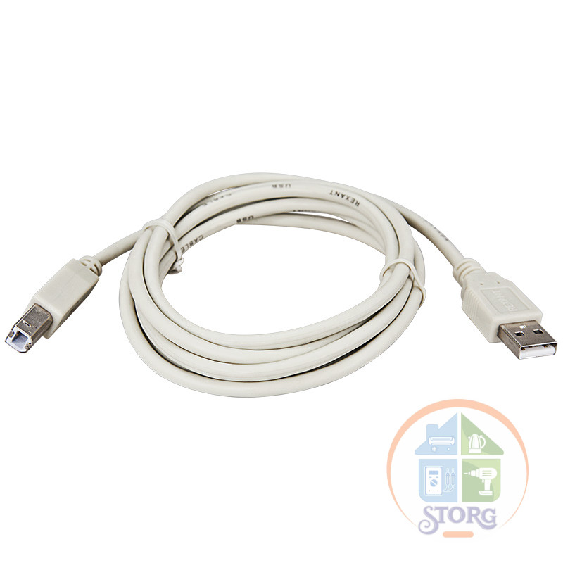 Кабель USB (шт. USB B - шт.USB A) 3 метра, серый REXANT (Принтер)