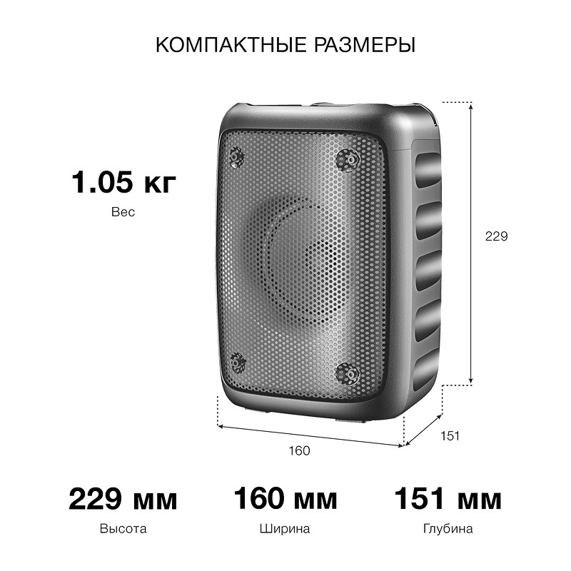 Портативная Bluetooth колонка Hyundai H-PS1006 черный 30 Вт