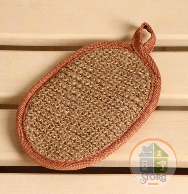 Мочалка из крапивы(рами), овальная с хлопком, 14,5х9,7 см   9146827