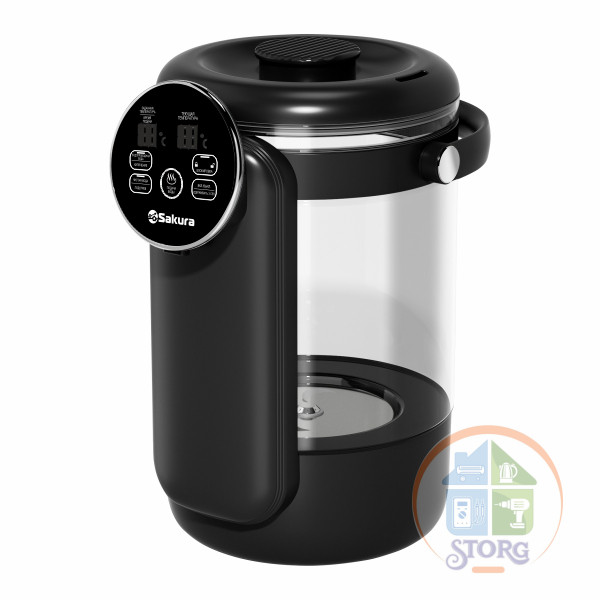 Термопот SAKURA SA-1374BK Premium (Черный, 4.5л, стеклянные, LCD сенсор, 13 темп.реж, замок, таймер)