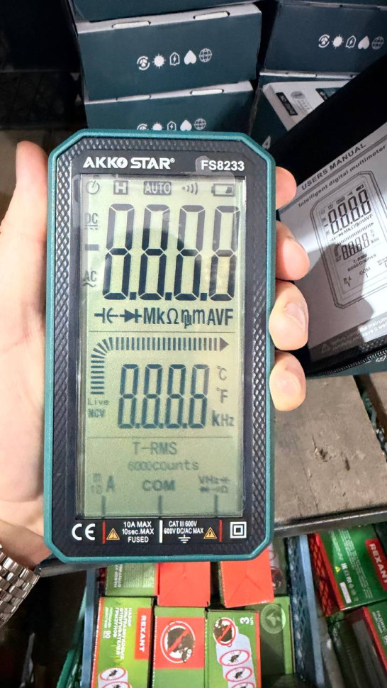 Мультиметр интеллектуальный цифровой AKKOSTAR DC/AC0.5-600V 20mA-10A