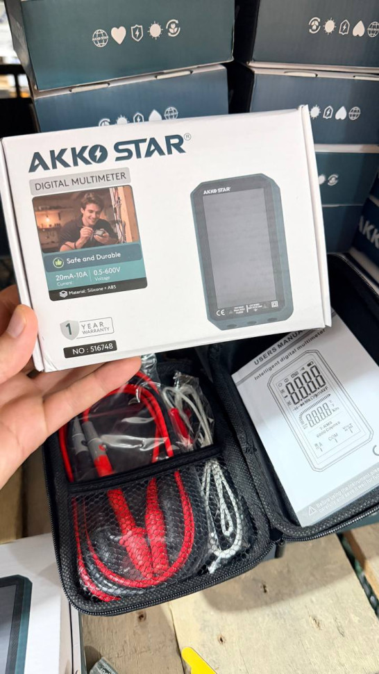Мультиметр интеллектуальный цифровой AKKOSTAR DC/AC0.5-600V 20mA-10A