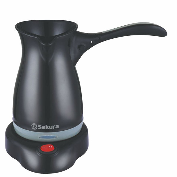 Турка электрическая SAKURA SA-6111BKG, черный/серый, объем 500мл, кнопочный
