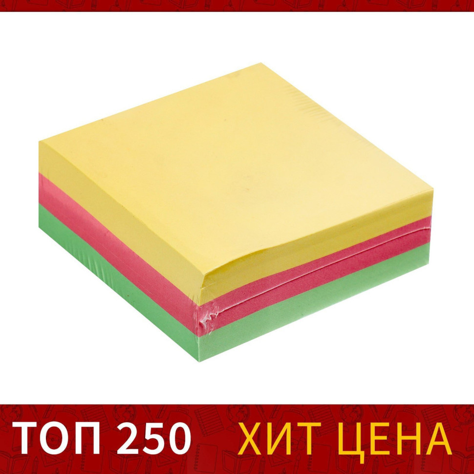 Блок с липким краем 76мм*76 мм 300л, 3 цвета пастель   5491830