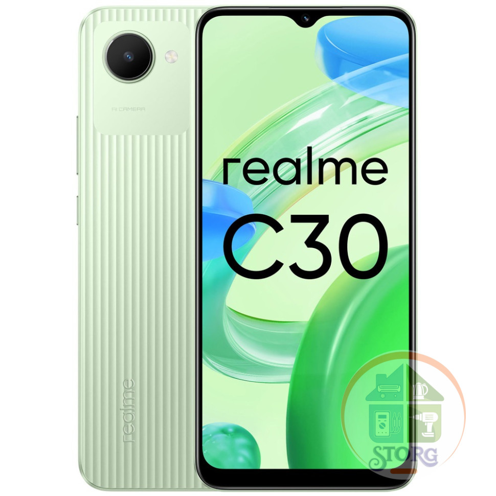 Смартфон Realme C30 2/32Gb Green, 8x(1.82 ГГц, 1.8 ГГц), 2 Гб, 2 SIM, IPS, 1600x720, камера 8 Мп, 4G, GPS, 5000 мА*ч