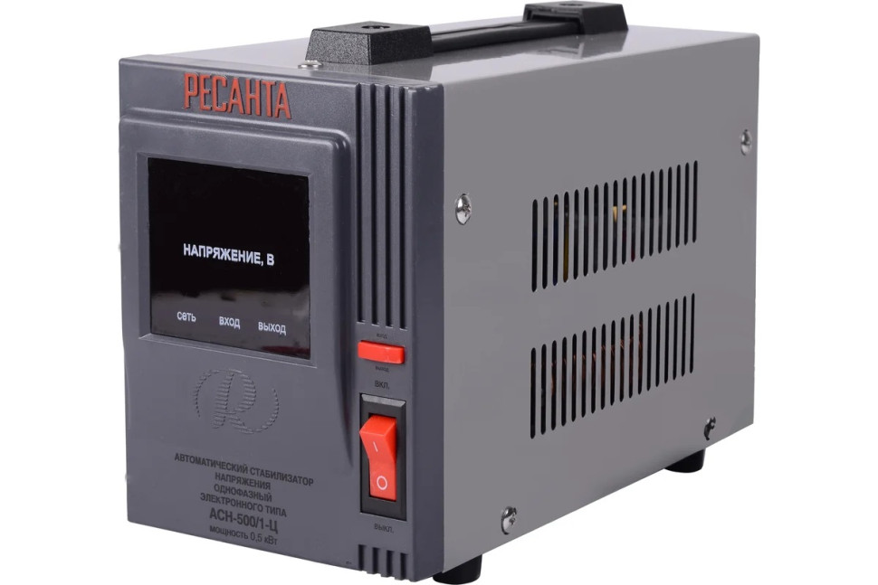 Стабилизатор напряжения релейный Ресанта АСН-500/1-Ц 63/6/1 (500ВА, 140-260В, 12 мес гарантия)