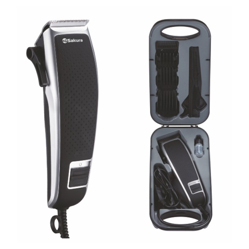Машинка для стрижки SAKURA SA-5116BK кейс, керамическое лезвие, 4 гребня, сетевая, Черный Машинка для стрижки SAKURA SA-5116BK кейс, керамическое лезвие, 4 гребня, сетевая, Черный