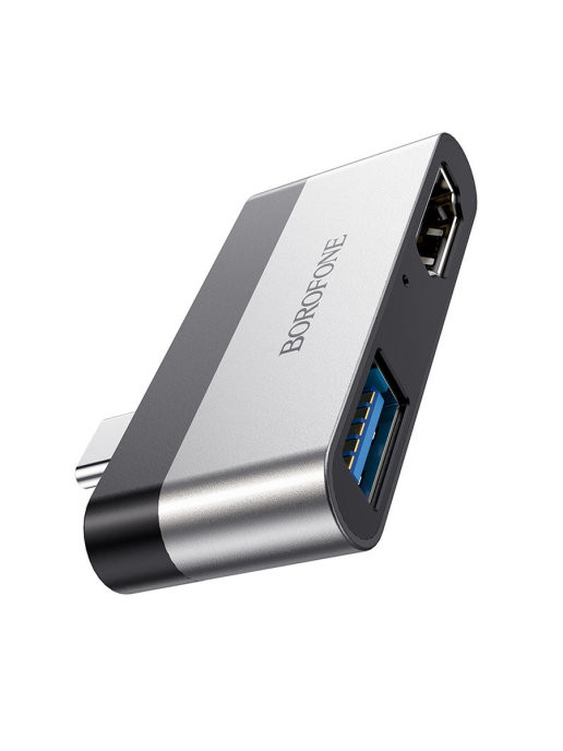 Адаптер BOROFONE DH2 Type-C to HDMI+USB3.0 adapter (silver black)