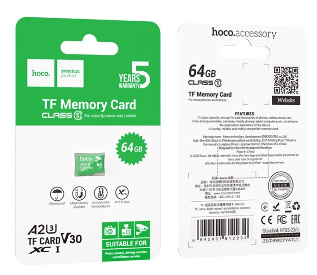 Карта памяти HOCO microSDXC 64GB TF Ultra High Speed R/W;100/30MB/s