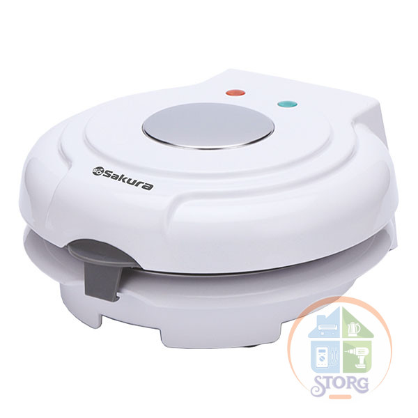 Вафельница SAKURA SA-7400Н, белый, 750Вт, d-19см, форма сердца, защита от перегрева