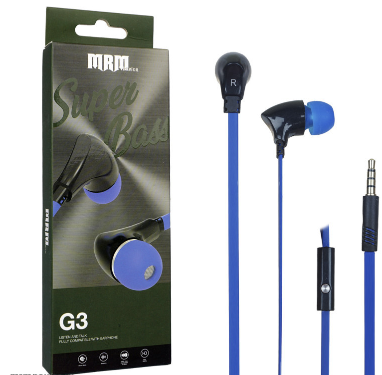 Наушники проводные с микрофоном MRM G3 blue (10pcs) by Celebrat